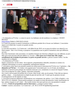 Ouest France 29-03-2019 L’association Le Contrevent redynamise le bourg